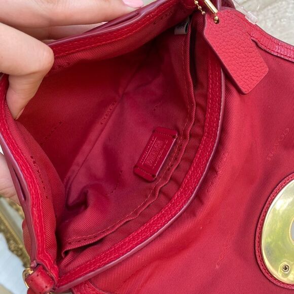 COACH Red Leather Flap Turnlock Crossbody Handbag 52896 - Picture 8 of 10
